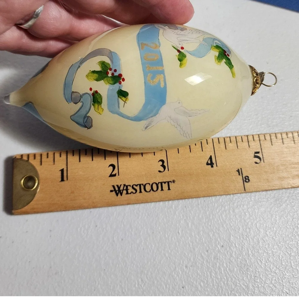 Pier 1 Li Bien 2015 Angel with Harp Hand Painted Glass Christmas Ornament Boxed